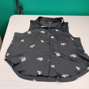 Metaphor Sleeveless Black Floral Top Size XL